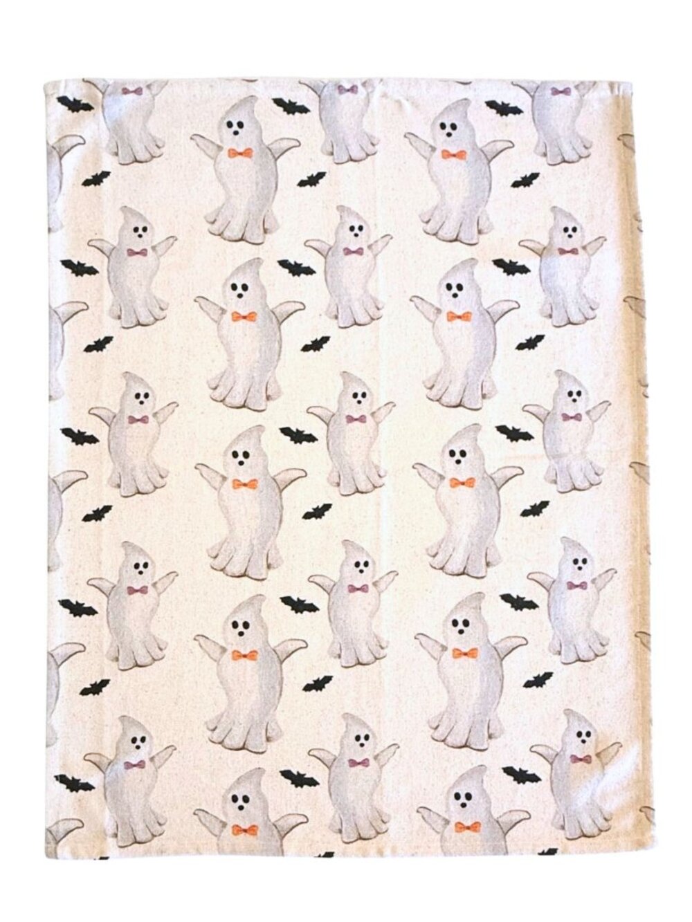 Mud Pie Halloween Tea Towel Ghosts Bats Cotton Kitchen Towel Cream